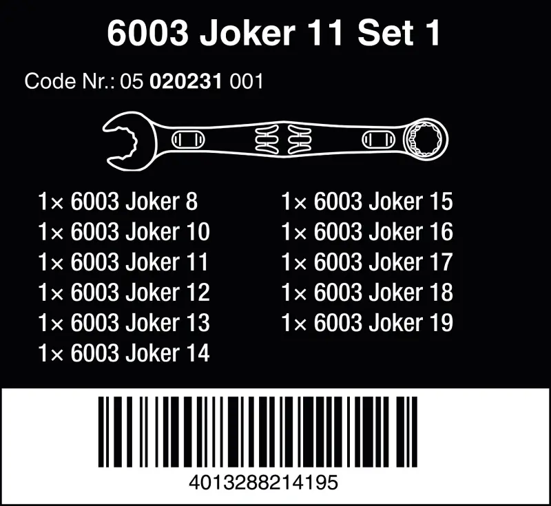 6003 Joker, sada očkoplochých kľúčov, 11 dielna, 020231