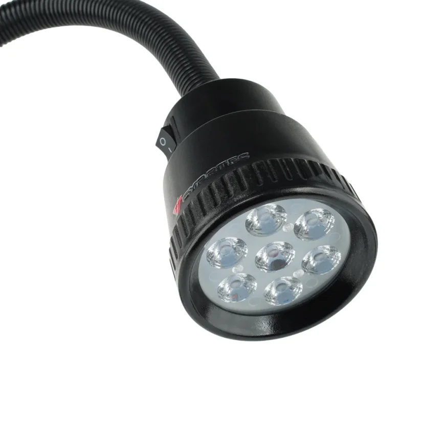 Maszynowa lampa LED z elastycznym ramieniem i podstawą śrubową, 230 V