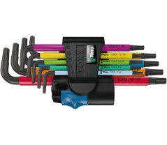 Klucze trzpieniowe Wera Torx 967/9 TX Multicolour HF 1 z funkcją podtrzymywania (Zestaw 9 szt.), 024179