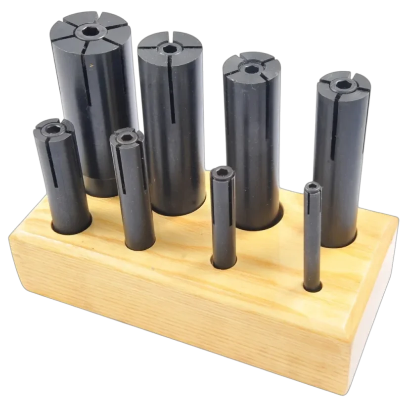 Sada rozpínacích tŕňov pre vnútorné upínanie (6–32 mm), 8 kusov v drevenom stojane