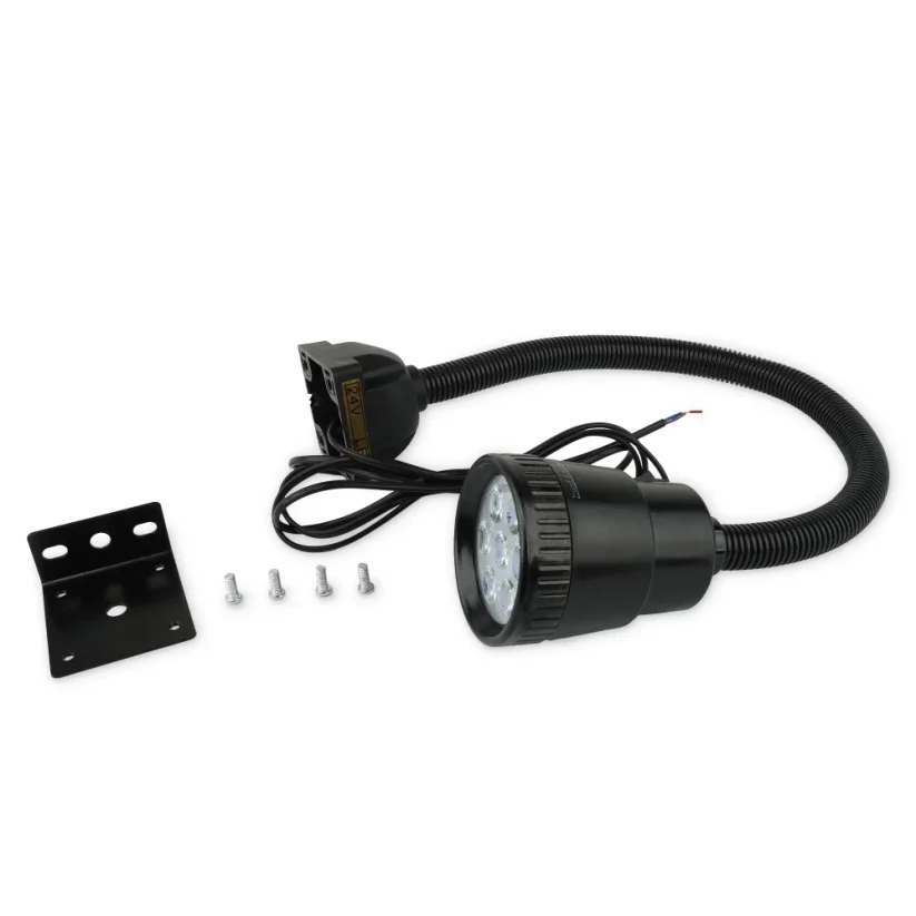 Maszynowa lampa LED z elastycznym ramieniem i podstawą śrubową, 230 V