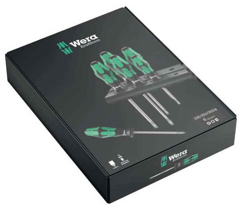 Skrutkovače Wera Kraftform Plus Lasertip rad 300 typ 335/350/355/6 (Sada 6 dielov + stojan), 105622