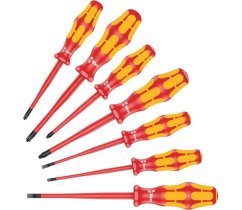 Wkrętaki elektryczne Wera Kraftform Plus VDE 160 iSS/7, izolowane, ekstra zwężane (zestaw 7 części), 135961