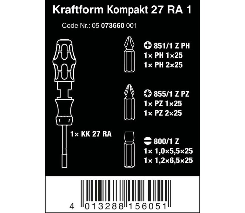 Račňový skrutkovač Wera Kraftform Kompakt 27 RA 1 SB (Sada 6 dielov), 051517