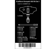 Bity z uchwytem T-ręcznym Wera Kraftform Kompakt 400 RA Set 1 (Zestaw 17 szt.), 023471