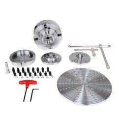 Skľučovadlo na drevo 125 mm, 4 sady čeľustí a lícna doska, veľký set