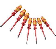 Elektrikářské šroubováky Wera Kraftform Plus VDE 160 iSS/7, izolované, extra zúžené (Sada 7 dílů), 135961
