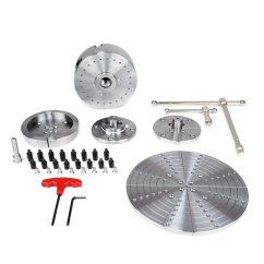 Skľučovadlo na drevo 125 mm, 4 sady čeľustí a lícna doska, veľký set