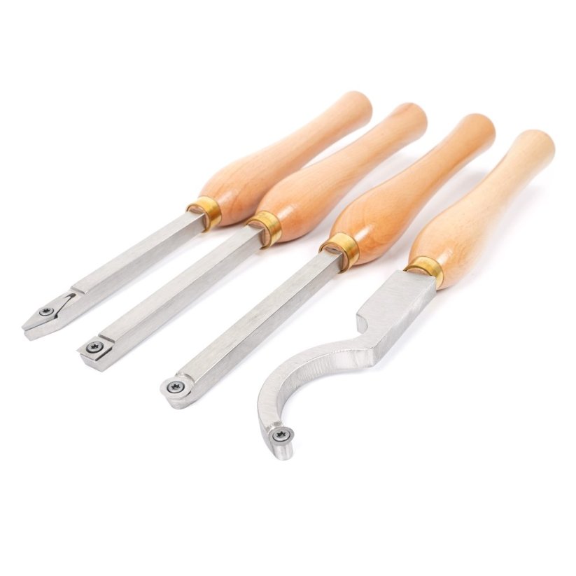 Sústružnícke nože na drevo s karbidovými plátkami, súprava 4 ks