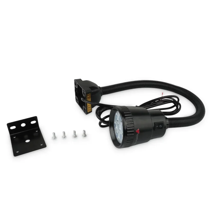 Strojní LED světlo s flexibilním ramenem a šroubovací základnou, 230 V