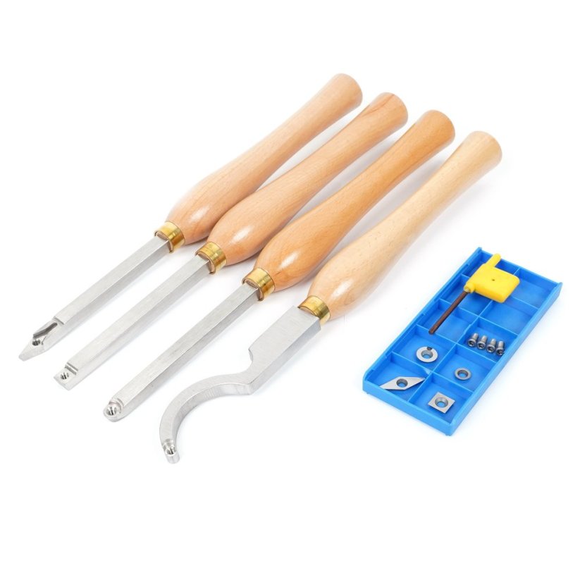 Sústružnícke nože na drevo s karbidovými plátkami, súprava 4 ks