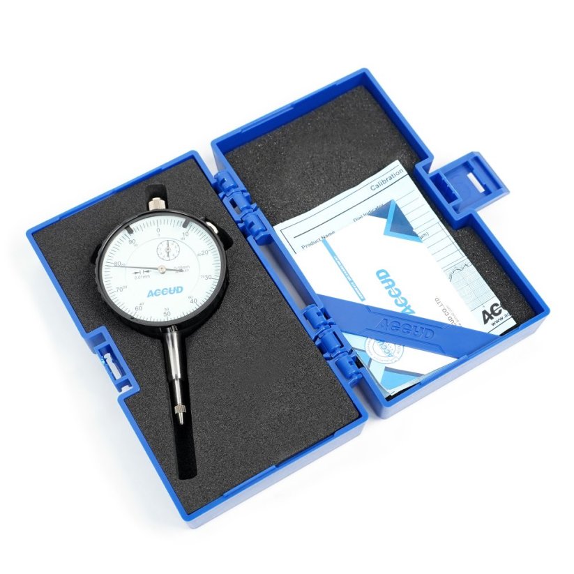 Číselníkový úchylkoměr 0-10mm ( 0,01mm ) v plastovém boxu, ACCUD