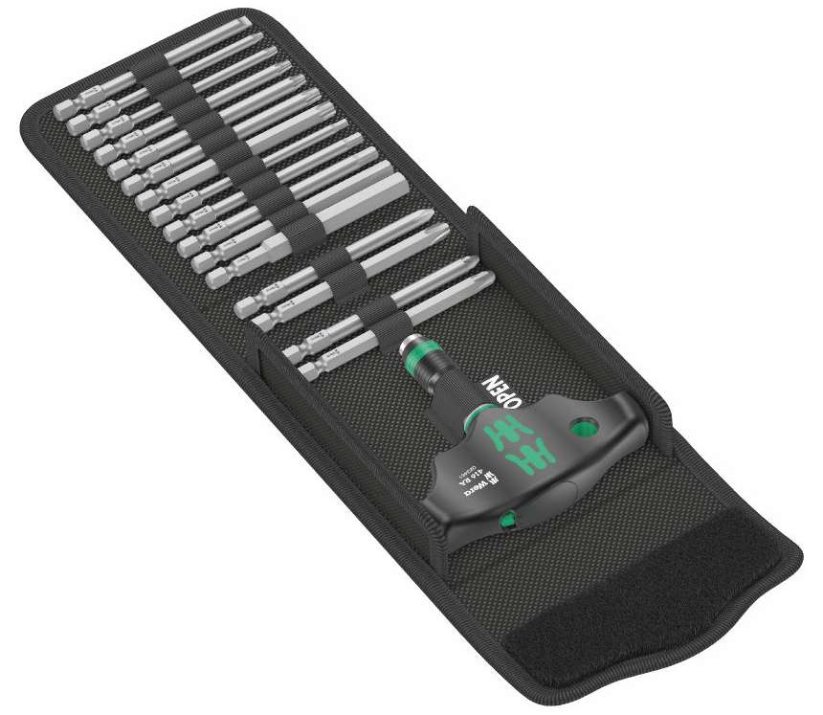Skrutkovacie bity s T-rukoväťou Wera Kraftform Kompakt 400 RA Set 1 (Sada 17 dielov), 023471
