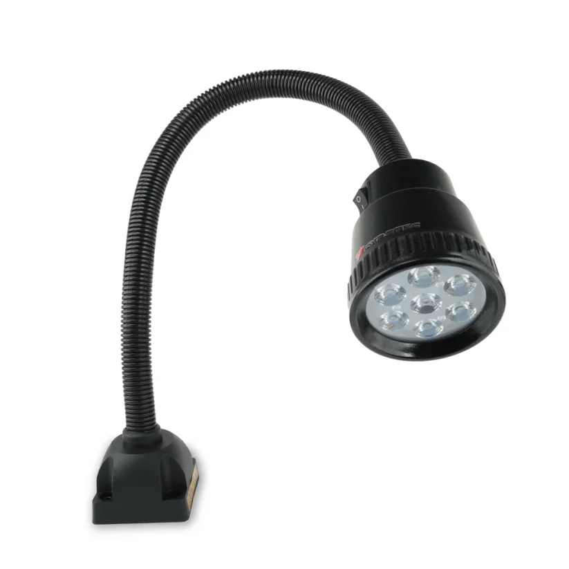 Strojní LED světlo s flexibilním ramenem a šroubovací základnou, 230 V